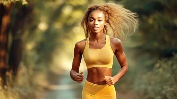 Dynamic Running Scene of a Fit Woman in Nature Setting video