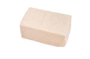 Organic vegetarian soy tofu isolated on white background. top view photo