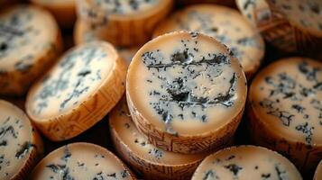 A close-up of the blue mould cheese. photo