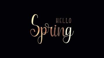 Loop Hello Spring golden text shine light motion animation video