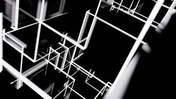 Matrix of cubes forming the mas sign on an abstract and minimalist black background.-022 video