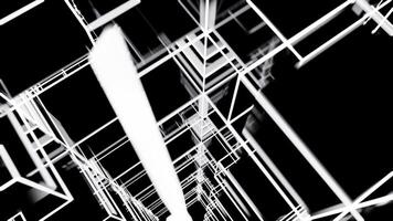 Matrix of cubes forming the mas sign on an abstract and minimalist black background.-032 video