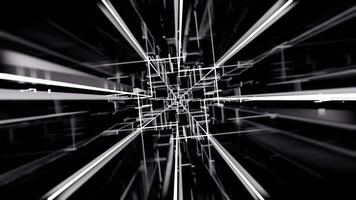 Matrix of cubes forming the mas sign on an abstract and minimalist black background.-017 video
