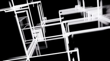 Matrix of cubes forming the mas sign on an abstract and minimalist black background.-018 video
