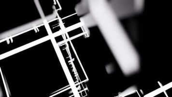 Matrix of cubes forming the mas sign on an abstract and minimalist black background.-033 video