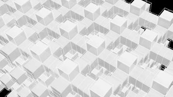 Matrix of cubes forming the mas sign on an abstract and minimalist white background.Matrix of cubes forming the mas sign on an abstract and minimalist white background-022 video