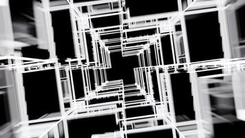 Matrix of cubes forming the mas sign on an abstract and minimalist black background.-005 video