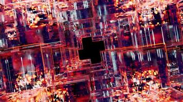 3d animation loop a cube with many red and blue lights inside-01 video