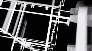 Matrix of cubes forming the mas sign on an abstract and minimalist black background.-015 video