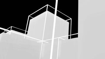 Matrix of cubes forming the mas sign on an abstract and minimalist black background.-009 video