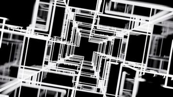 Matrix of cubes forming the mas sign on an abstract and minimalist black background.-007 video
