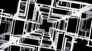 Matrix of cubes forming the mas sign on an abstract and minimalist black background.-027 video