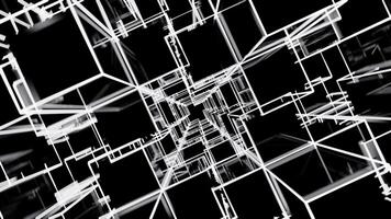 Matrix of cubes forming the mas sign on an abstract and minimalist black background.-020 video
