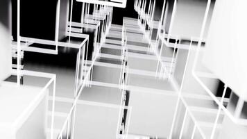 Matrix of cubes forming the mas sign on an abstract and minimalist white background.Matrix of cubes forming the mas sign on an abstract and minimalist white background-029 video