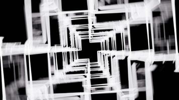 Matrix of cubes forming the mas sign on an abstract and minimalist black background.-003 video