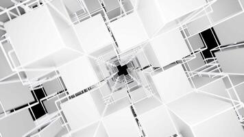 Matrix of cubes forming the mas sign on an abstract and minimalist white background.Matrix of cubes forming the mas sign on an abstract and minimalist white background-013 video