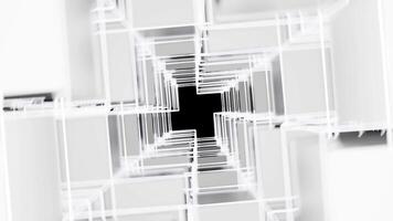 Matrix of cubes forming the mas sign on an abstract and minimalist white background.Matrix of cubes forming the mas sign on an abstract and minimalist white background-006 video