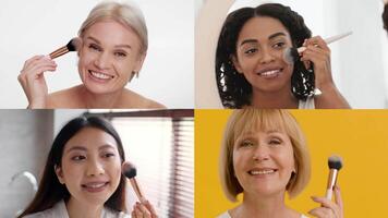 Four women from various backgrounds engage in their skincare rituals, showcasing joy and diversity in beauty routines, emphasizing the importance of self-care and pampering. video
