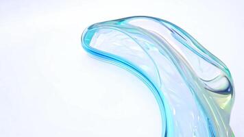 A fluid, glossy swirl in shades of blue moves elegantly across a bright background. The abstract design captivates with its smooth curves and luminous appearance, drawing the eye. video