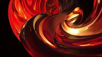 A captivating display of abstract shapes showcases glossy swirls in rich red hues, emanating a soft glow. The fluid forms create a mesmerizing visual experience, highlighting intricate details. video