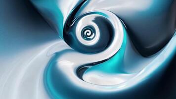A mesmerizing abstract swirl features glossy textures and vibrant blue hues that create a captivating sense of motion. The smooth curves invite exploration of the digital art form. video
