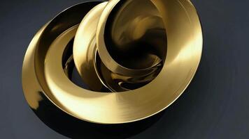 Glossy abstract shapes twist and swirl in a mesmerizing pattern, reflecting light to enhance their golden hues. The smooth surfaces create depth and intrigue in this captivating composition. video