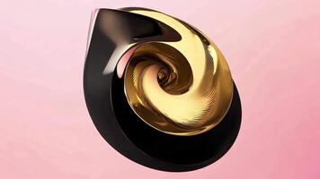 This captivating swirl combines glossy black and gold elements, creating a mesmerizing visual effect. With its abstract shape, it showcases the elegance of contemporary design and technology. video