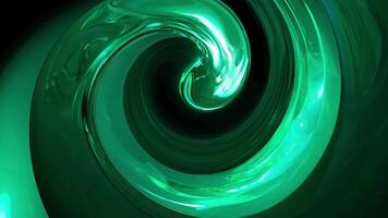 Intricate glossy swirl of green hues creates a captivating flow, drawing the viewer into its depth, showcasing beauty in abstract motion and design. video