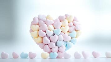 collection of small pastel hearts forming larger heart shape, evoking joy photo