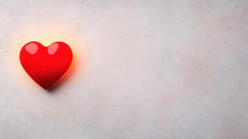 glowing red heart silhouette on textured light background evokes warmth photo