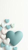 collection of small pastel colored hearts on light background photo
