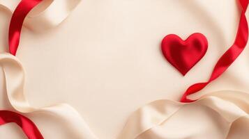 a delicate ribbon forming heart shape on light background evokes love photo