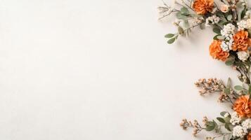delicate floral arrangement featuring orange and white flowers on light background photo