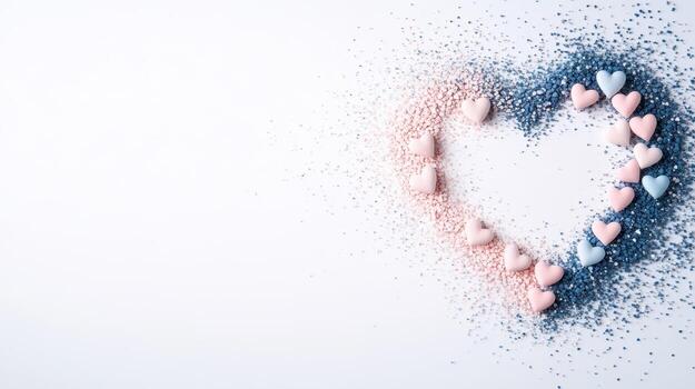 collection of small pastel hearts forming larger heart shape, creating sweet and playful design photo