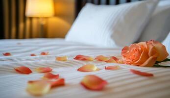 Rose Petals on a Bed photo