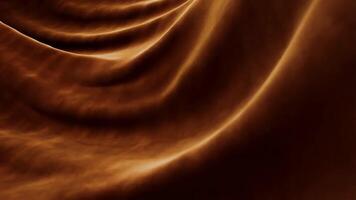 Abstract flowing wave with soft velvet fabric texture, featuring warm mocha brown tones and a subtle luxurious sheen, rendered in 3d video