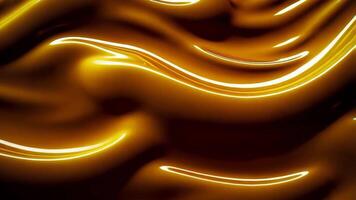Glossy abstract wave with liquid honey texture, featuring golden amber tones and thick flowing lines for a rich, smooth effect video
