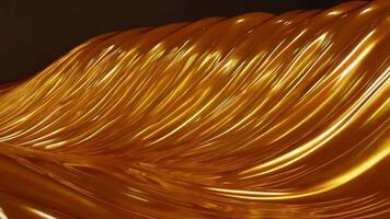 Glossy abstract wave with liquid honey texture, featuring golden amber tones and thick flowing lines for a smooth, luminous effect video