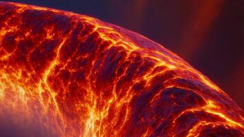 Fiery abstract wave surface with molten lava texture, glowing orange and red veins creating a dramatic volcanic effect video