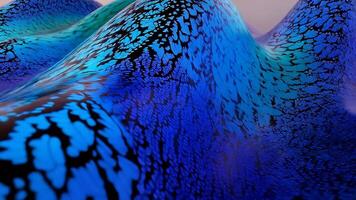Abstract flowing wave with delicate butterfly wing texture, featuring vibrant blue tones and intricate black patterns for a graceful, natural effect video
