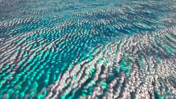 Beautiful abstract wave background with shimmering fish scales texture effect, iridescent turquoise and silver, rendered in 3d video