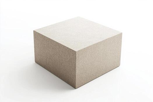 sencillo beige caja en un blanco fondo, exhibiendo minimalista diseño y textura ideal para almacenamiento o monitor propósitos foto