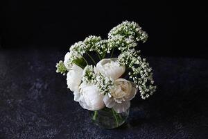 A condolence card. Wedding date. An invitation to a holiday. Congratulation.An empty space for text. View from above. He was lying flat. photo