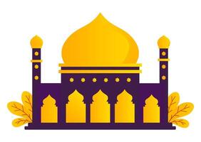 Gradient Mosque with Intricate Dome and Minaret vector