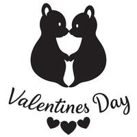 Valentine's day typography logo with two bears vector
