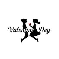 A logo design for valentine's day with two silhouettes of a boy and girl vector