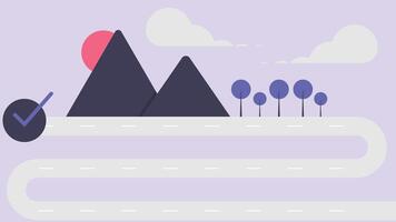 Roadmap with goal at end of journey flat design vector