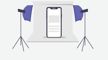 Mobile application screen in studio demo flat illustration vector
