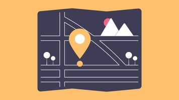Map with location mark and roads outlines flat illustration vector