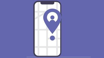 Mobile application screen with location mark flat illustration vector